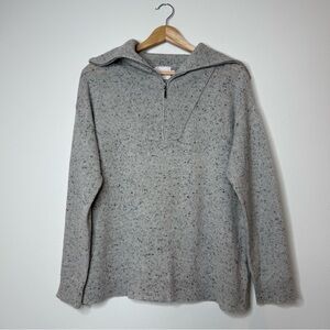 Brodie Cashmere Half Zip Collared 100% Cashmere Pullover Sweater Speckled Grey